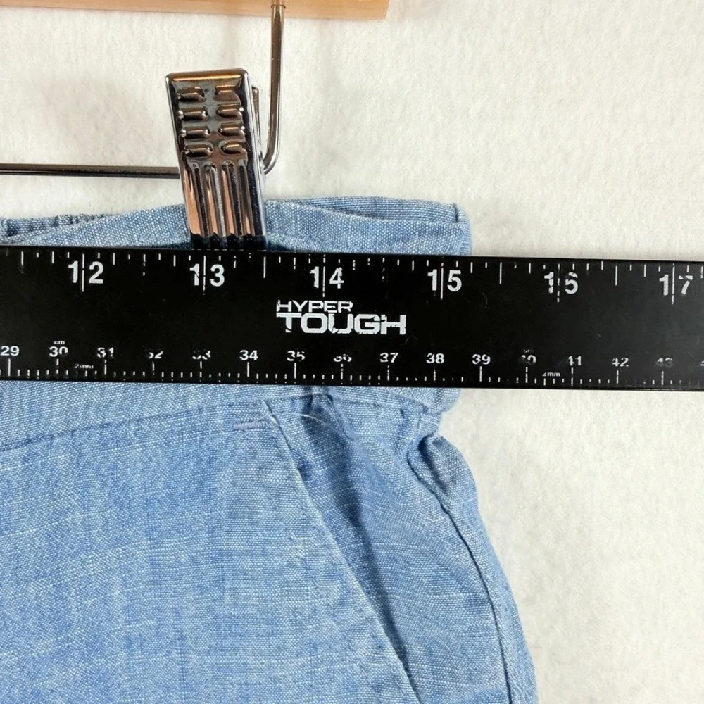 J. Crew Wide Leg Pants Womens 8 Blue Chambray Tie Waist Coastal Casual Travel